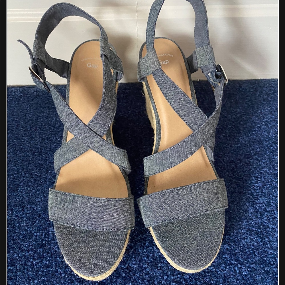 GAP Denim Espadrille Wedge Sandals